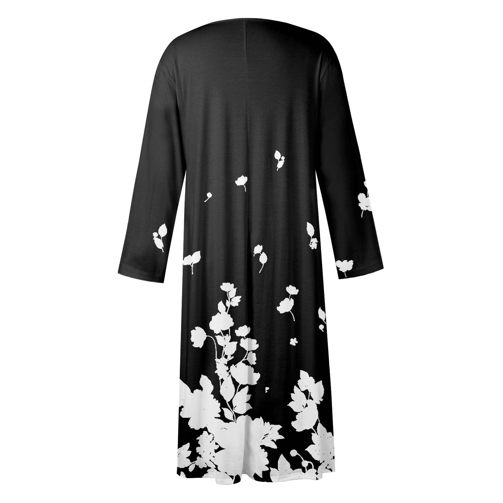 Женское повседневное платье средней длины с круглым вырезом и принтом — фото 5