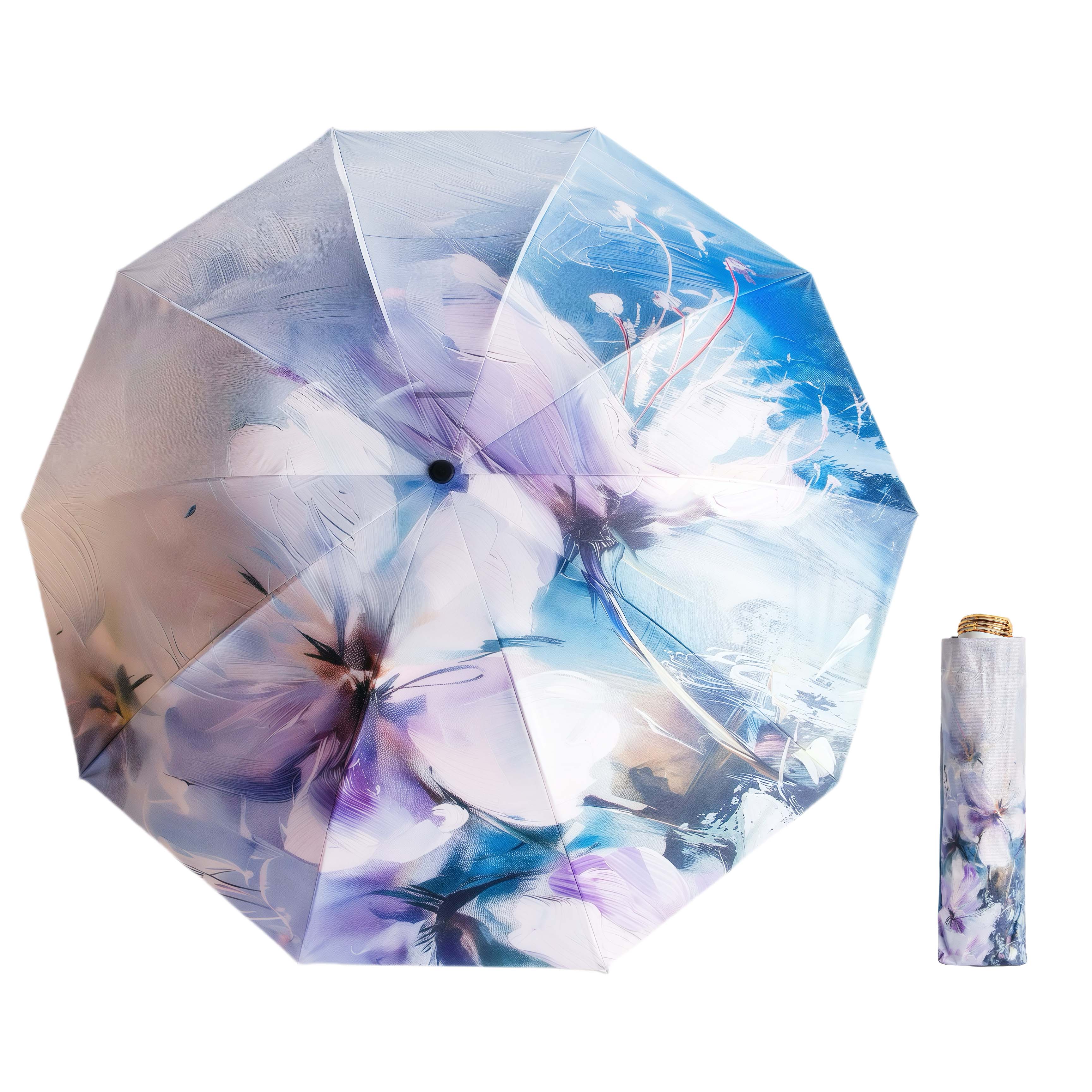 

Винтажный зонт-автомат с принтом масляной краской - Усиленная защита от ветра и дождя, Защита от УФ-лучей, Идеально подходит для ежедневного использования и путешествий, Идея Iron&10K