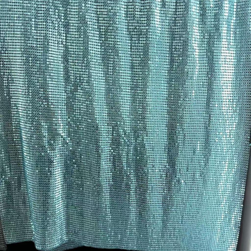 Błyszcząca Metalowa Siatka Kolczuga Biżuteria Metaliczna Tkanina Sequinowa Tkanina Rękodzieło Cięta na Imprezowe Ubrania Akcesoria