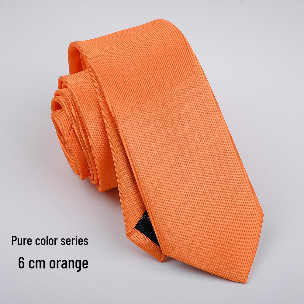 Czarny krawat męski formalny 6 cm w stylu koreańskim - Modny casualowy jednolity kolor poliester jedwab świąteczny biały krawat