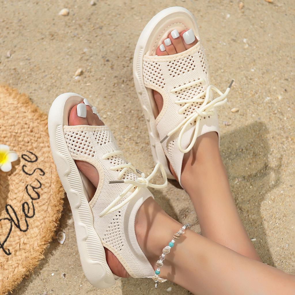 Fashion Women Sandals Summer 2025 New Mesh Fish Platform Sandals Women Open Toe Wedge Sandals Ladies Light Casual Shoes Zapatos De Mujer