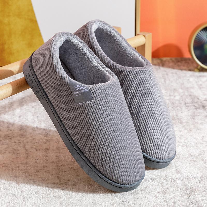 Bag heel cotton slippers women's autumn and winter couple indoor household thick-soled warm home non-slip plush confinement shoes men