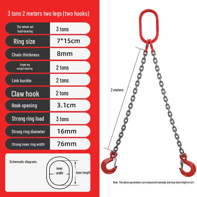 G80 Manganese Steel Hoist Chain Sling with Eye Hook - Single, Two, or Four Legs