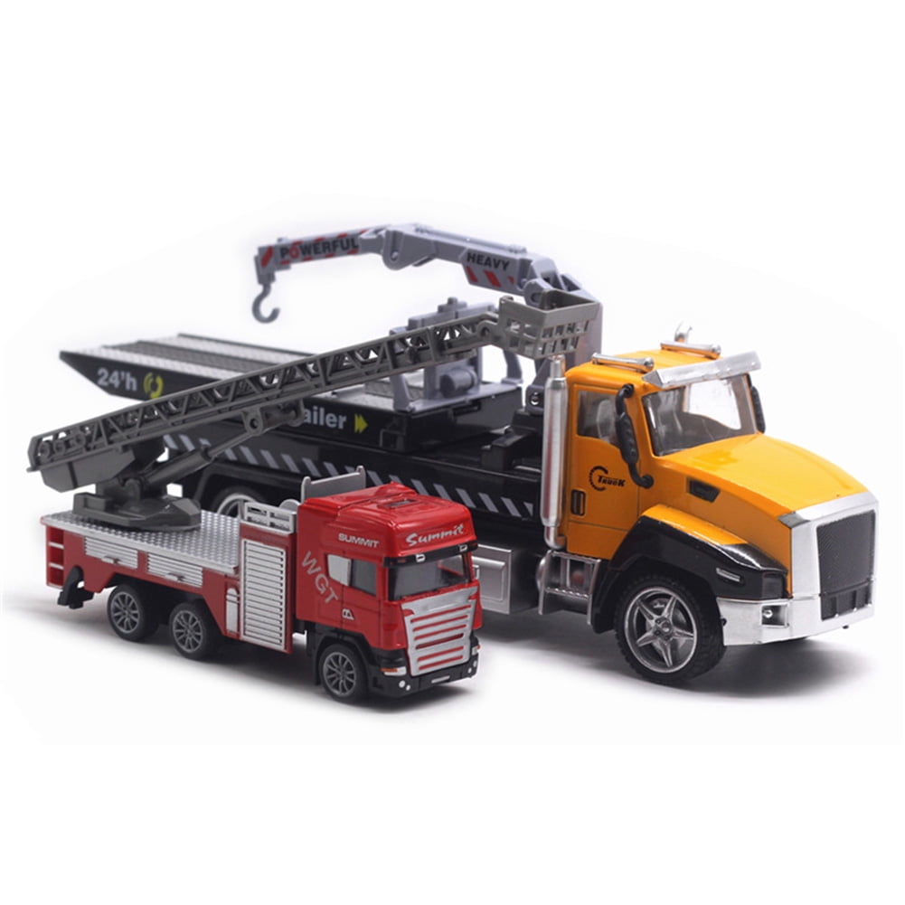 1/42 2 ks tlakově lité záchranné vozidlo Hasičské auto se stahovacím světlem pro děti s hudebním modelem