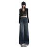 Spring Autumn High Waist Fashion Design Relaxed Straight Wide Leg Denim Pants For Ladies Casual Pants Oversize Denim Trousers