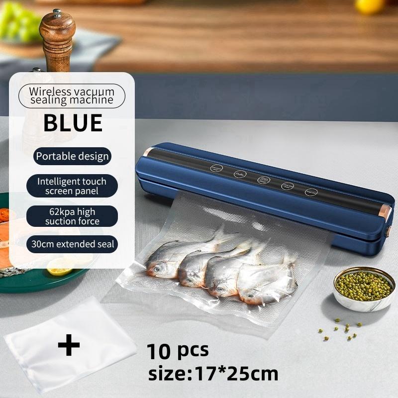 Automatic Air Sealing Food Vacuum Sealing Machine Home USB Wireless Wacuum Sealer 1500mAh 62KPa High-Suction Store Food Vacuum
