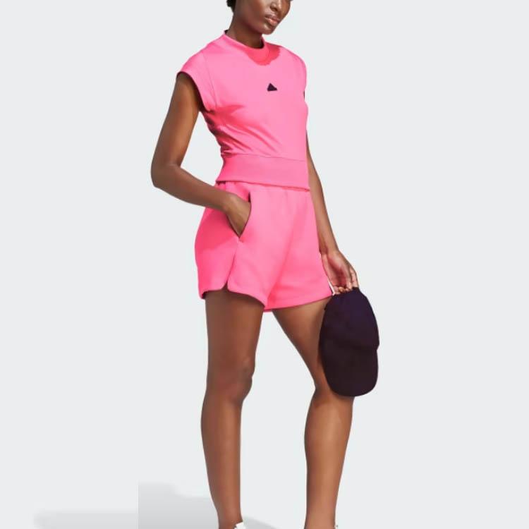 Adidas Z.N.E. Collection Logo Tape Elastic Waist Loose Casual Shorts Women Bottoms Pink IN5148