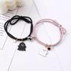 Halloween Cartoon Ghost Magnetic Rope Bracelet Love Heart Magnet DIY Beaded Rope  Gift for Friends