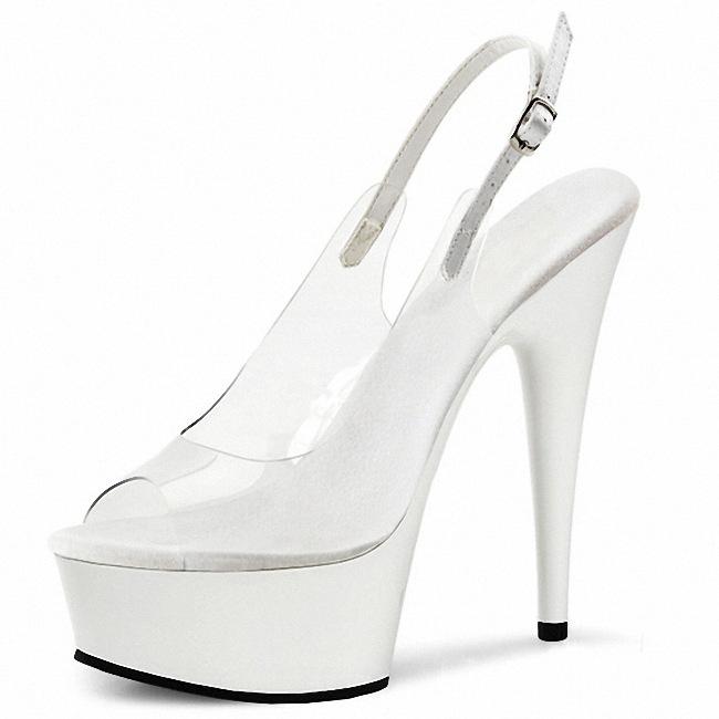 

Женские туфли на высоком каблуке, танцевальные туфли с открытым носком, с пустым тонким каблуком, красные свадебные туфли для невесты, каблук 15 см, платформа 5 см, YKC 46 белый