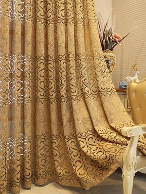 Khaki Eight Character Hollow Perforated Curtains Suitable for Decorating Living Room and Bedroom Curtains