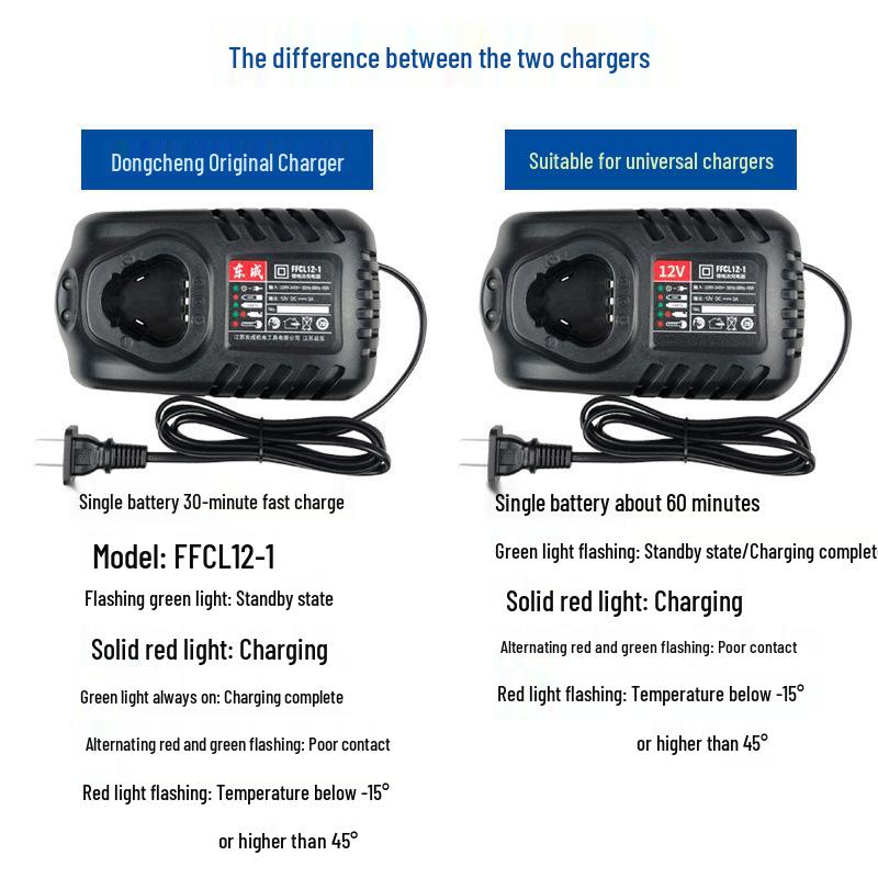 Dongcheng 12V Cordless Drill with Lithium Battery Charger LB1220-1/FFCL12-1 Original Accessories