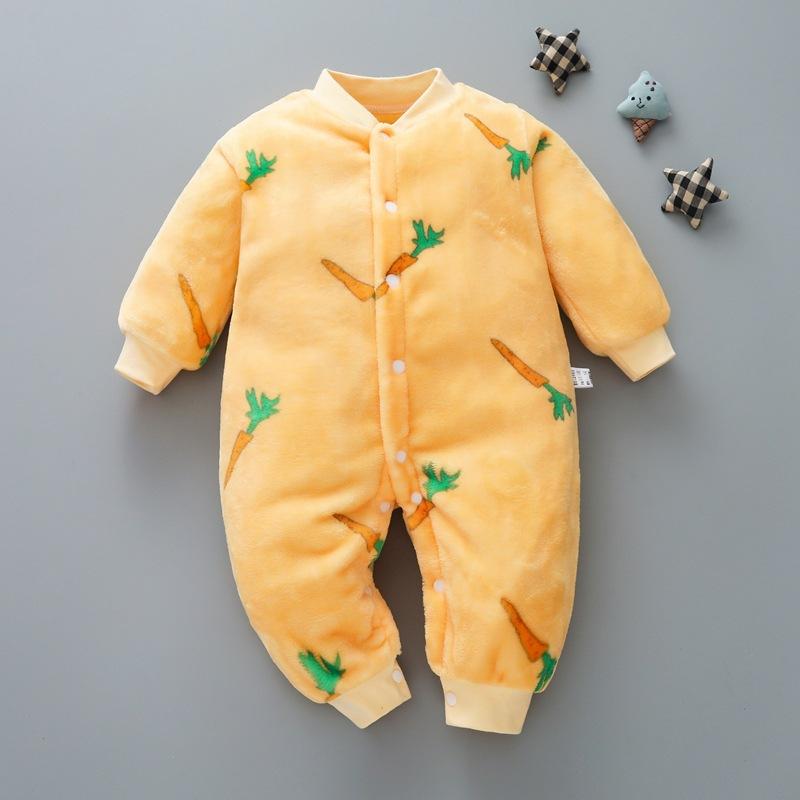 Baby Flannel One Piece Pajamas Newborn Autumn and Winter Plush Home Clothes Infant Bodysuit