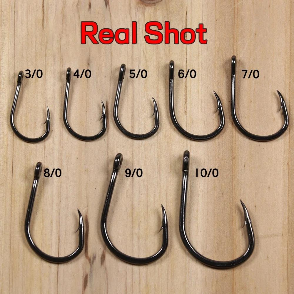 10PCS/Bag 4X Strong Live Bait Hook 3/0 - 11/0 Heavy Duty Saltwater Single Jig Fishhook for Deep Sea Boat Fishing