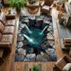 Stone Vortex Hole 3D Optical Illusion Graphics Carpet Living Room Coffee Table Area Sunroom Non Slip Floor Mat Gift