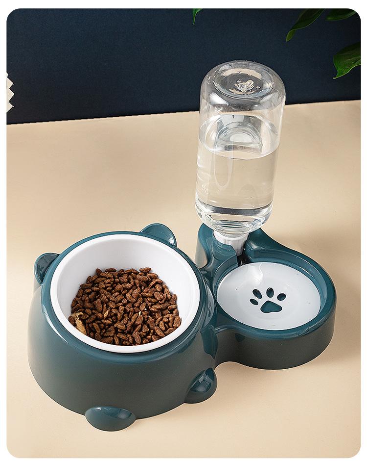 Non Slip Food Water Double Layer Raised Feeding Bowl No Spill Design for Cat Puppy Household Daily Pet Supplies
