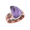 Natürlicher Charoit Edelstein Zweifarbig 925 Sterlingsilber Schmuck Ring Größe 8 r1t38