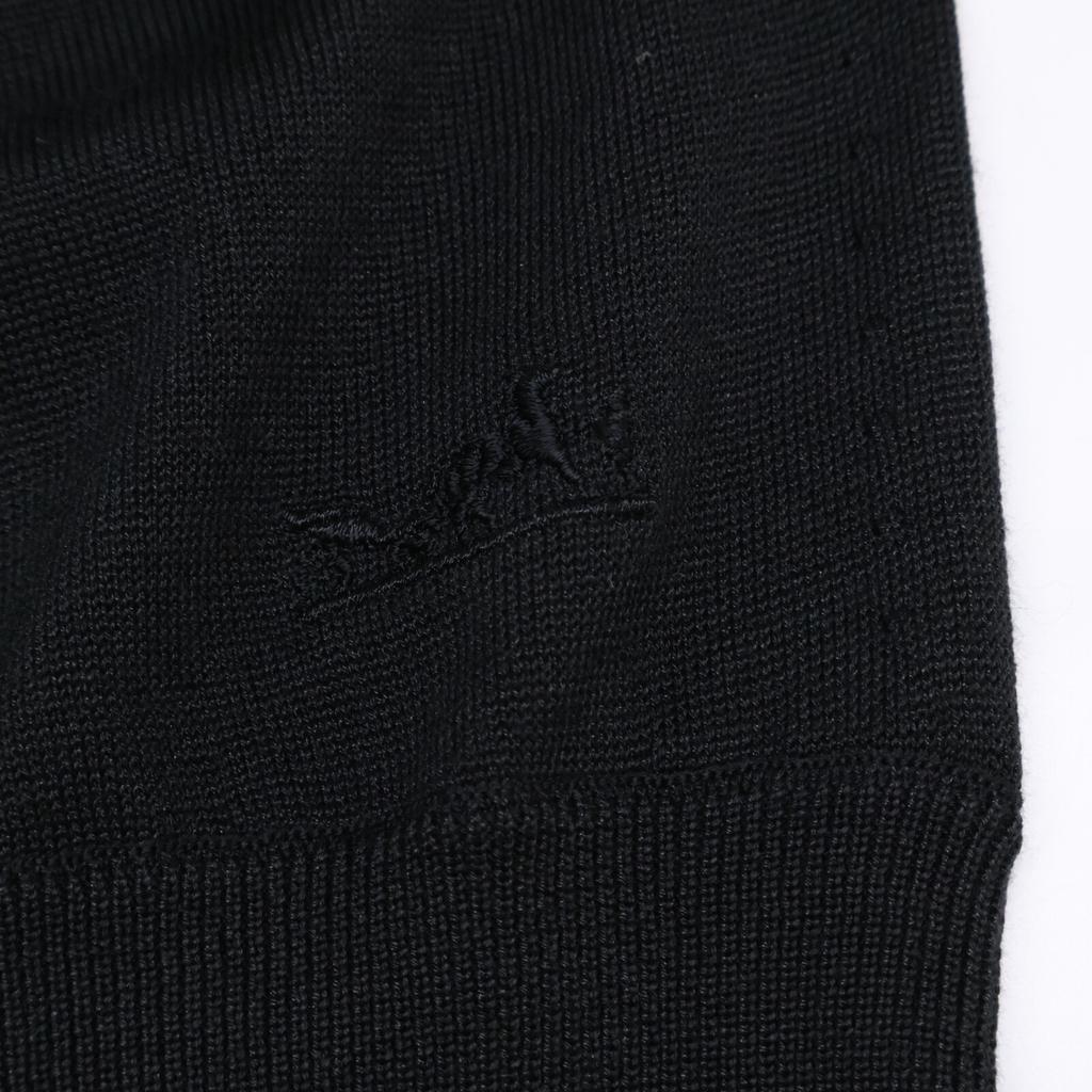 Hermes 4H2622D9 Wełna Jedwab Logo Haftowany Prążkowany Sweter topy 38 czarnyUżywany
