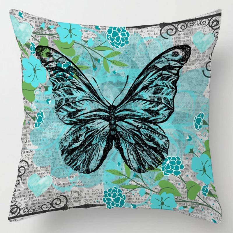 Pillow Bedside Cushion Cushion Butterfly Print Pillow Case Soft Sofa Pillow Office Chair