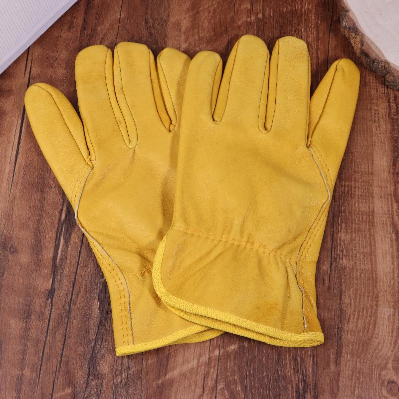 

Work Gloves Sheepskin Leather Workers Work Welding Safety Protection Garden Sports Motorcycle Driver Wear-Resistant Gloves жовтий