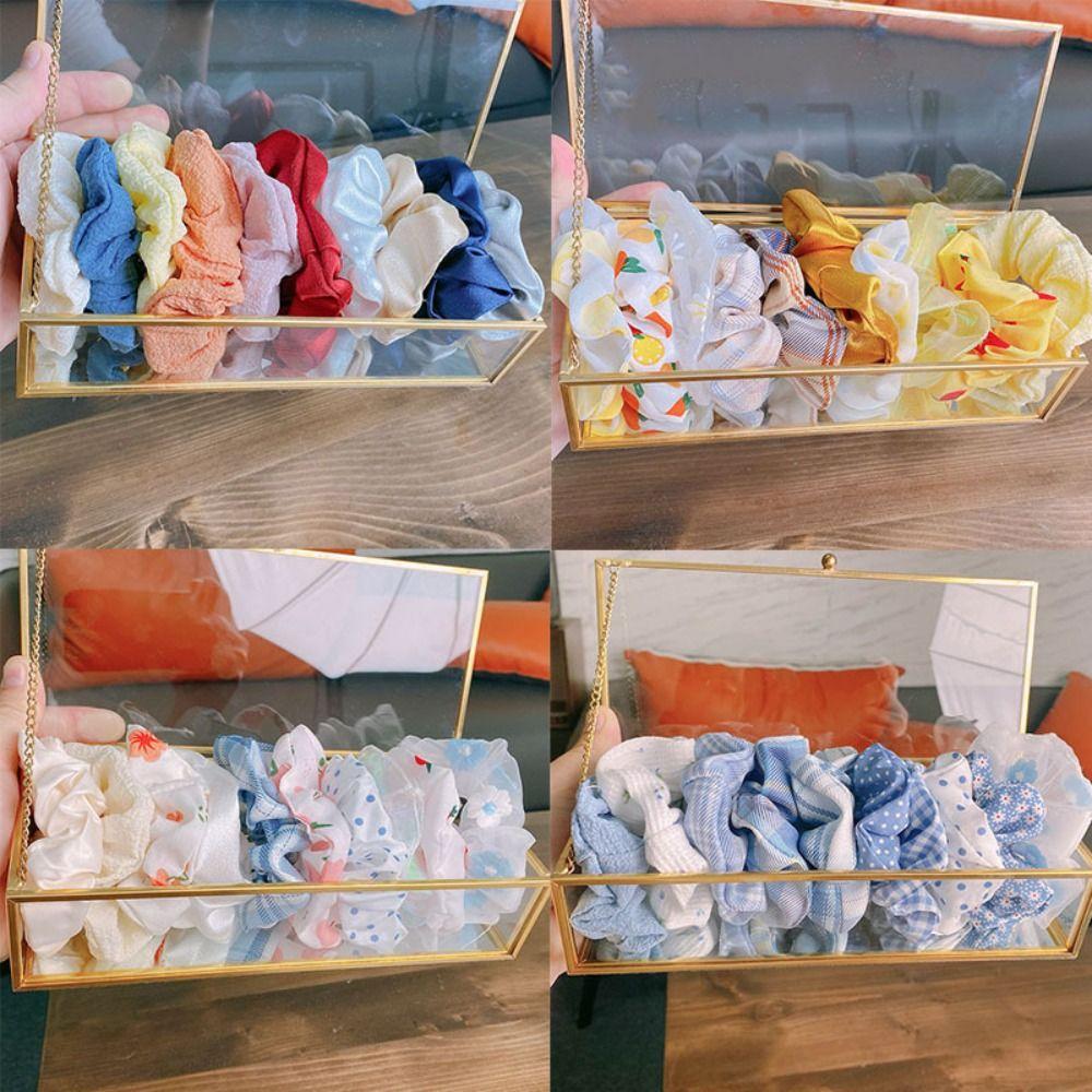 10Pcs Plaid Pattern Hair Scrunchies Cute Hair Bands Large Intestine Hair Tie For Women