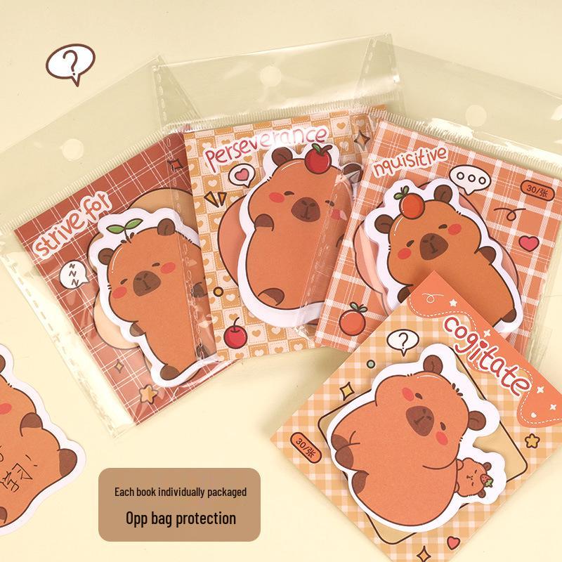 Creative Capybara Cartoon Sticky Notes - Cute & High-Value Adhesive Notes for Students to Remember Things.