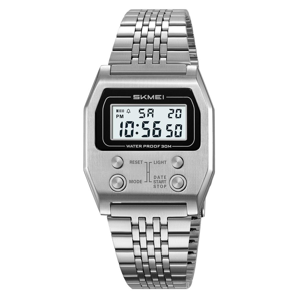 Jyullieoseu Skmei Montre Numérique Carrée Rétro Unisexe 2460