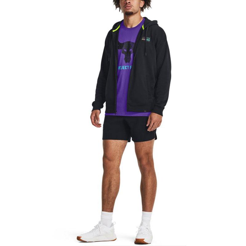 Under Armour Felpa sportiva con cappuccio da uomo Johnson Series in cotone pesante solido, nero 1380151-001