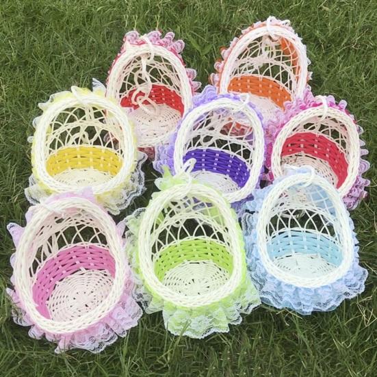 Cat In Flower Basket Model High Fidelity Fuzzy Kitty Shirring Lace Decor Battery-operated Soft Touch Plush Squeaking Feature Toy Figurine Holiday