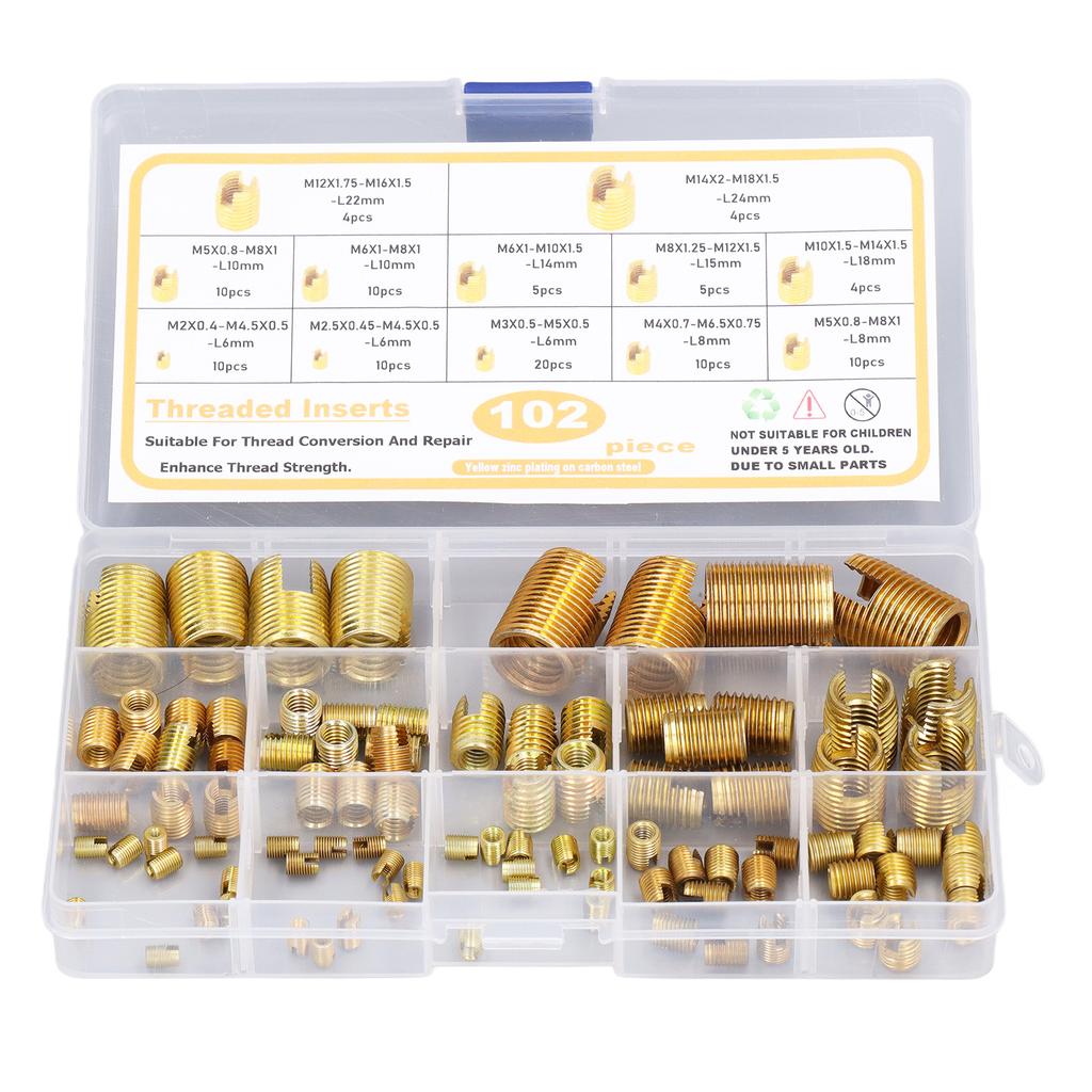 102 ks samosvorných závitových vložek M2?M14 Rychlořezná ocelová Zesílený Opravný nástroj