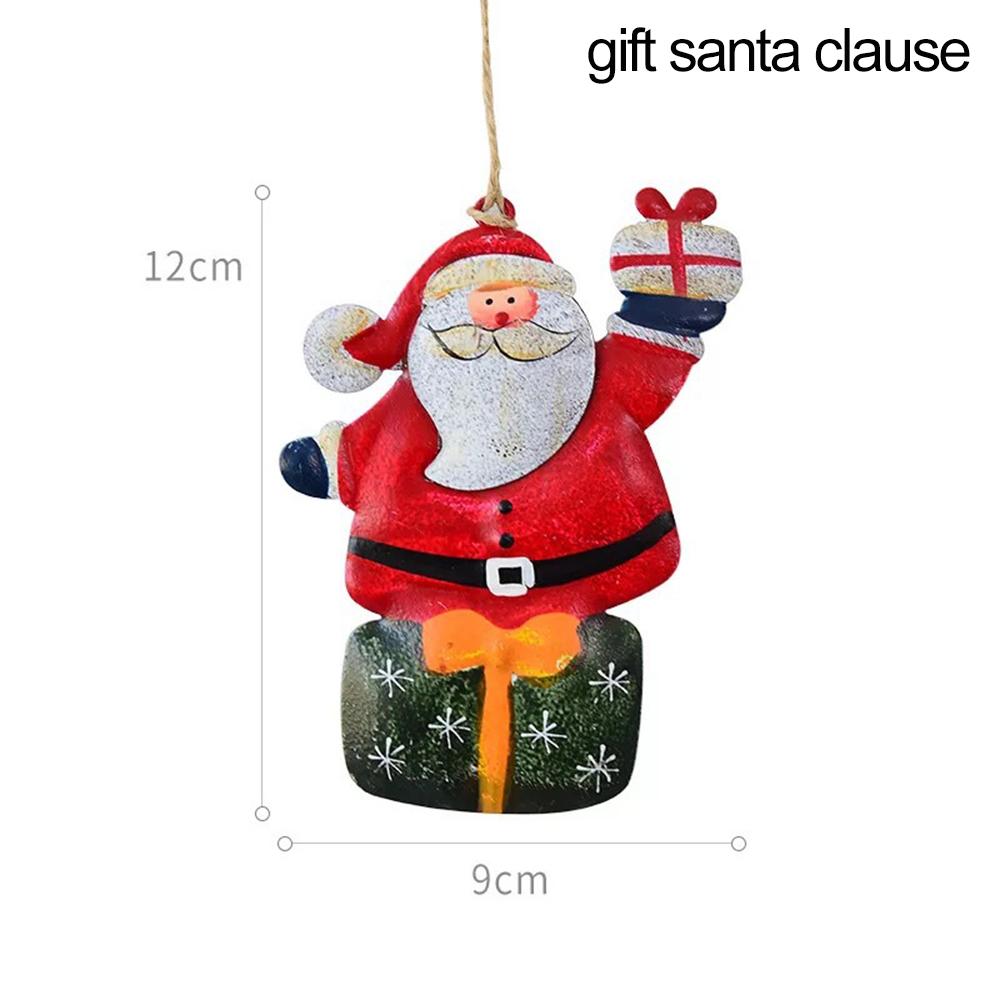 Retro Metal Xmas Tree Embellishment Welcome Door Hanging Pendants Santa Claus Cartoon Angel Doll Drop Ornaments Christmas Decor