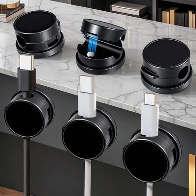 1/6PCS High Quality 360 Degree Rotation Magnetic Cable Clips Self Adhesive Magnetic Cord Holder Cable Management Desktop Use