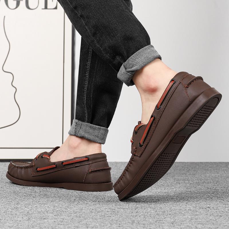 Fashion Luxury Genuine Leather Mens Casual Shoes Designer Business Breathable Formal Classic Lace Up Leather Dress Loafers Driving