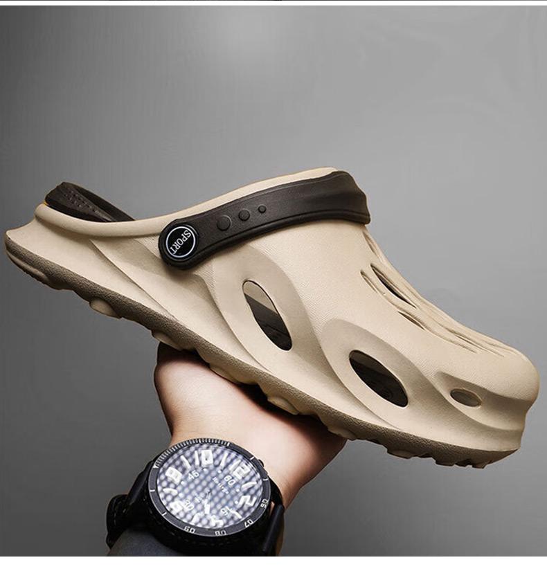 2024 Summer Men's Fashion Beach Sandals Thick Sole Slipper Waterproof Anti-Slip Sandals Flip Flops Non-slip Toe EVA Hole Shoes