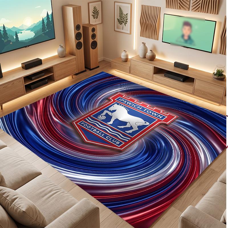 Tappeto in Velluto di Cristallo con Stampa Calcio Ipswich Town, Tappeto da Pavimento Interno Comodo Assorbente d'Acqua Antiscivolo