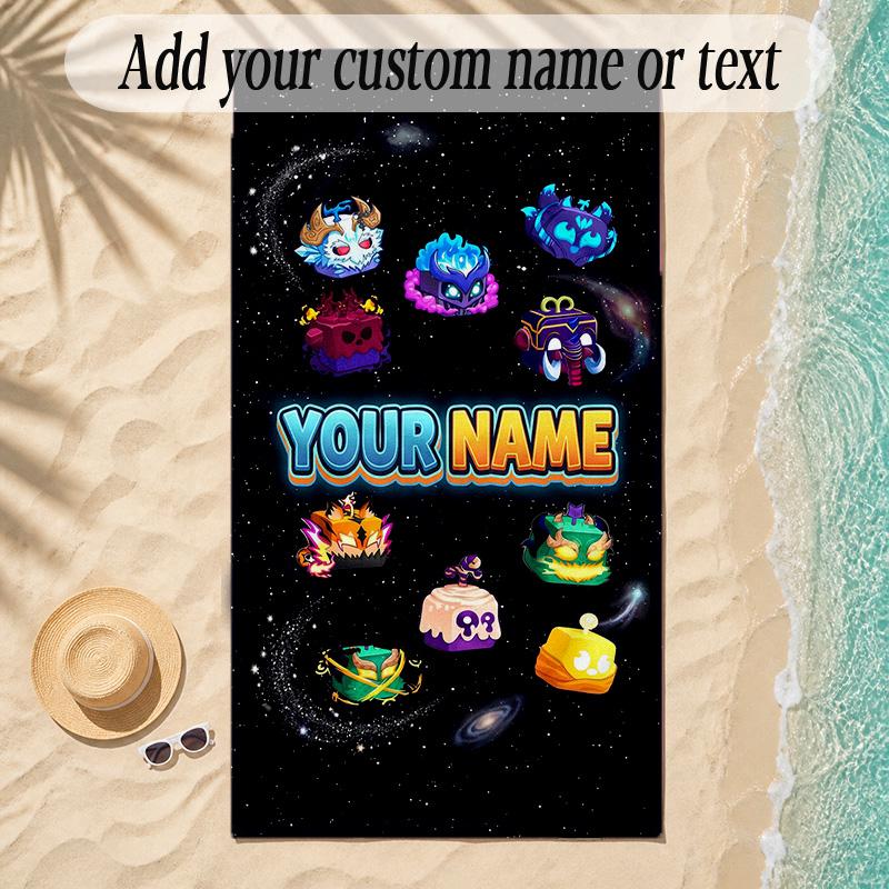 Beach TowelBlox Fruits Custom Name Text Personalized Soft Towel for Beach Pool Indoor Home Decor Gift
