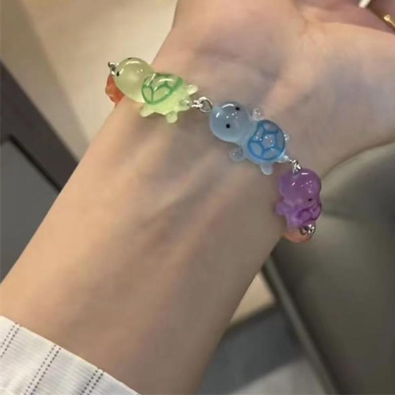 Cartoon Funny Luminous Turtle Bracelet Multi-Color Glow In The Dark Dopamine All-Match Adjustable Bracelet Couple Accessory Gift