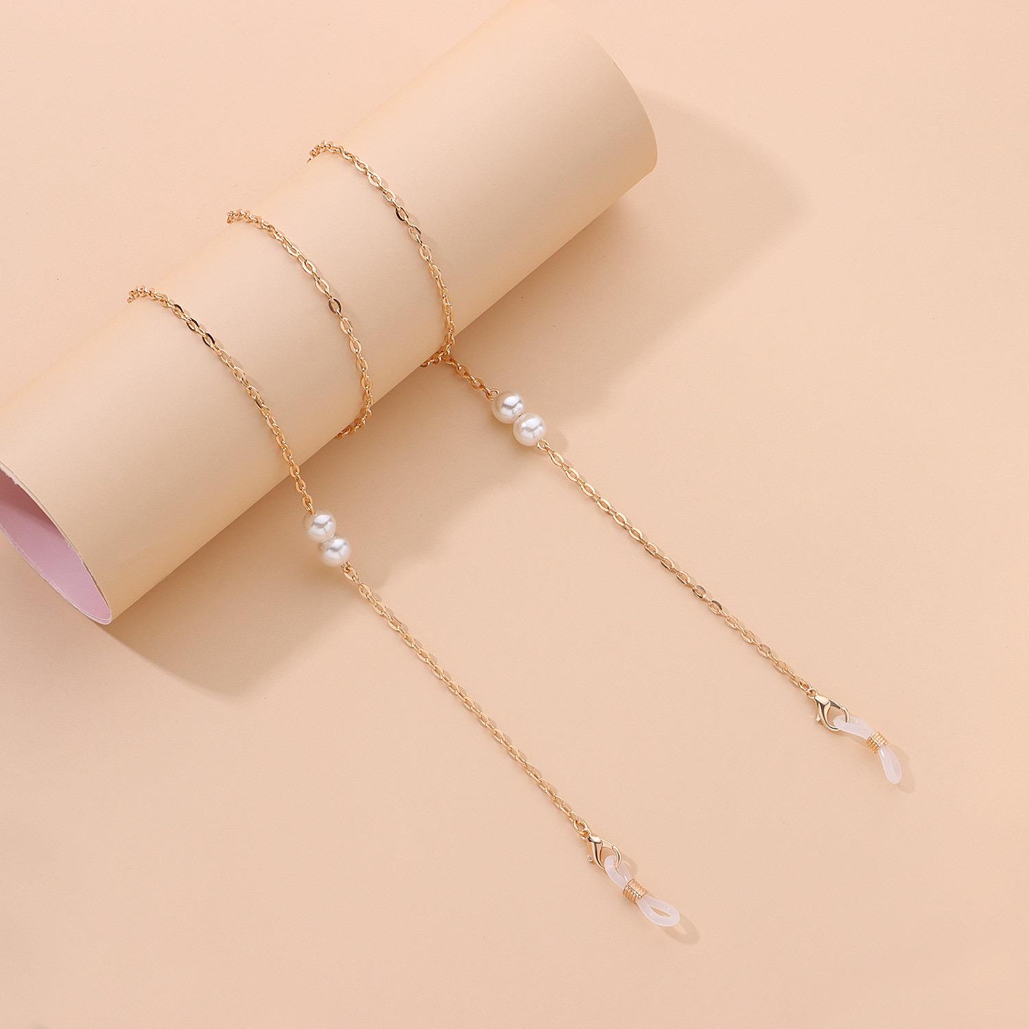 Fashion hot-selling pearl chain glasses chain, simple temperament and popular metal glasses accessories