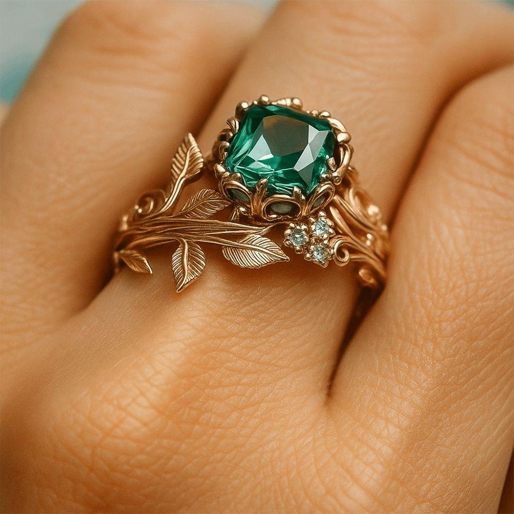 with Green Stone Trendy Rings Fade-Resistant Personalized Rings Jewelry Accessories