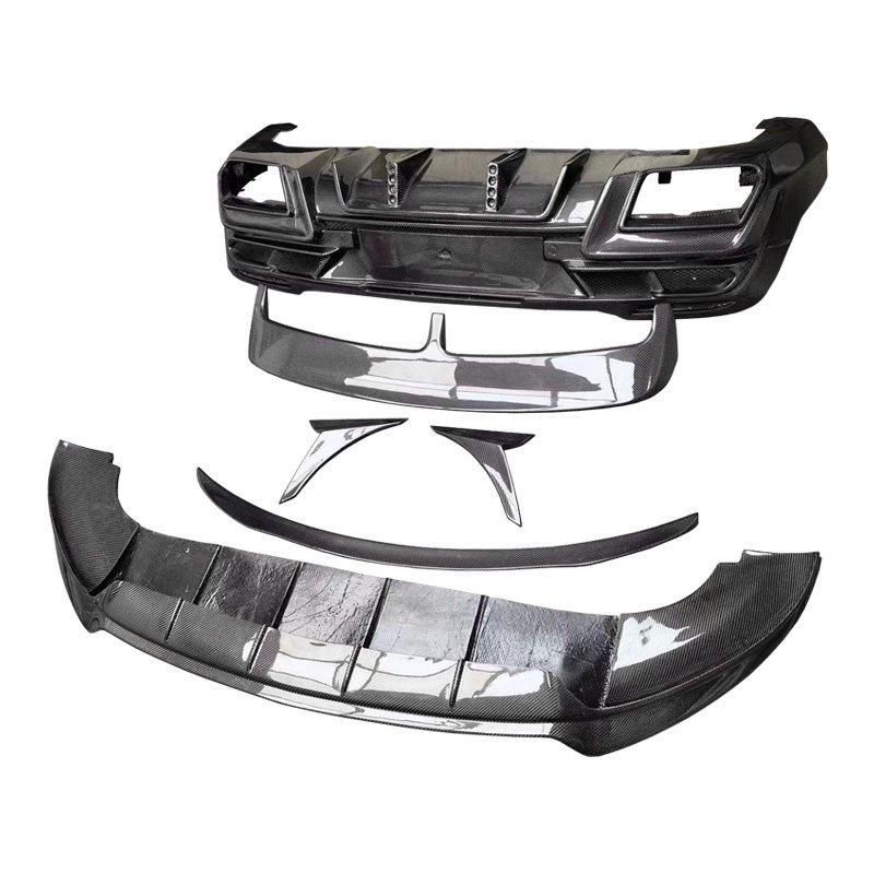 Compatible Mercedes-Benz GLE450/53 (20-23) LD Style Carbon Fiber Kit: Front & Rear Lip, Hood, Tail Top Spoiler, Grille