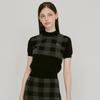 LIKK Neck Collar Check Knit T-Shirt (Black) _L3C1-Nt08K