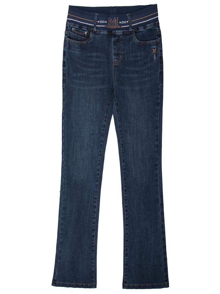 7093 Women's High-Waisted Micro-Flare Jeans - Fall/Winter Style for Middle-Aged Women - Slimming and Thick, Ideal for 40-Year-Old Moms.