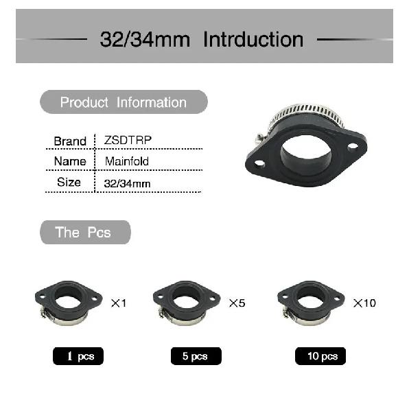 ZSDTRP Rubber Adapter Inlet Intake Pipe fit on KOSO Maikuni PWK KEIHIN OKO 21 24 26 28 30 32 34mm Carburetor Universal UTV ATV