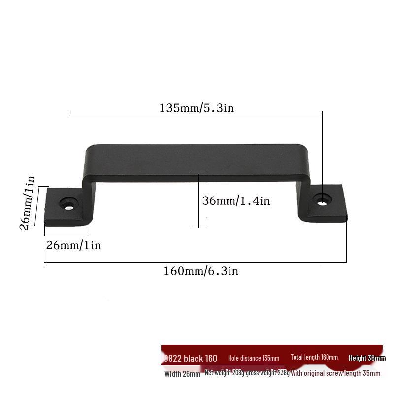 Heavy Duty Black Metal Barn Door Handle for Sliding & Wooden Doors