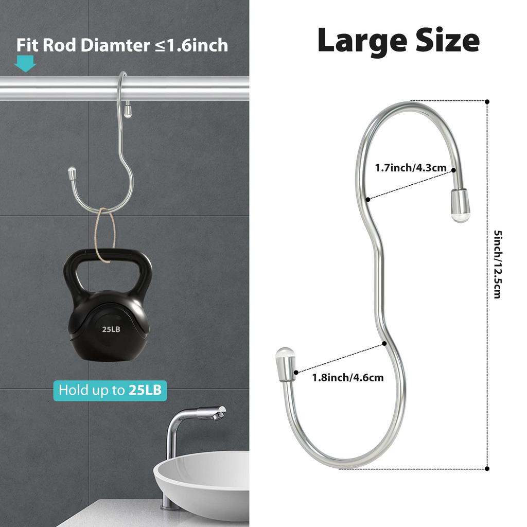 Myfolrena Handbag Hanger Bag Hook Closet Handbag Hanger Organizer Metal S Hook L Size Closet Rod Hook for Hanging Frying Pots 12-Pack Handbags,