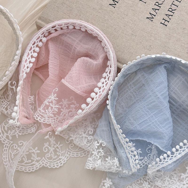 Batic triunghiular din dantelă franțuzească leneșă: Bandă de păr pastorală din mătase pentru femei