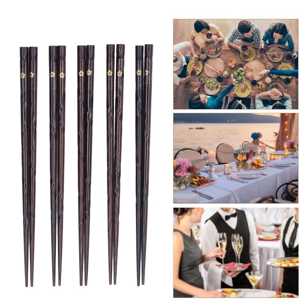 5Pair Wooden Chopsticks Printed Pattern Tableware Set Retro Chopstick Pack  Souvenir Preparation