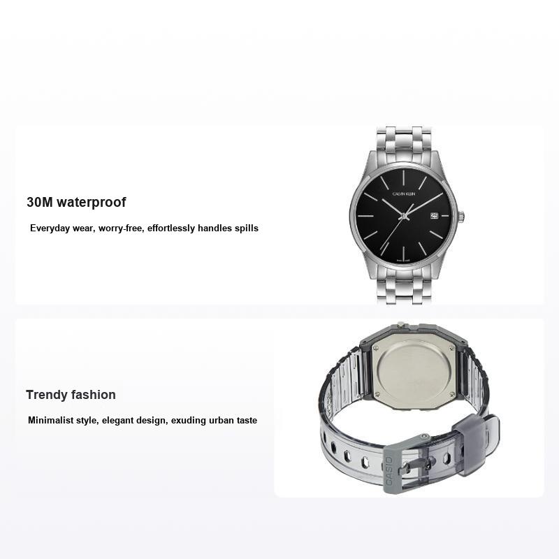 CALVIN KLEIN Montre  Ck S&eacute;rie Time Memory Quartz Mouvement Bracelet Acier Inoxydable Cadran Noir Montres Homme K4N21141 Black Dial