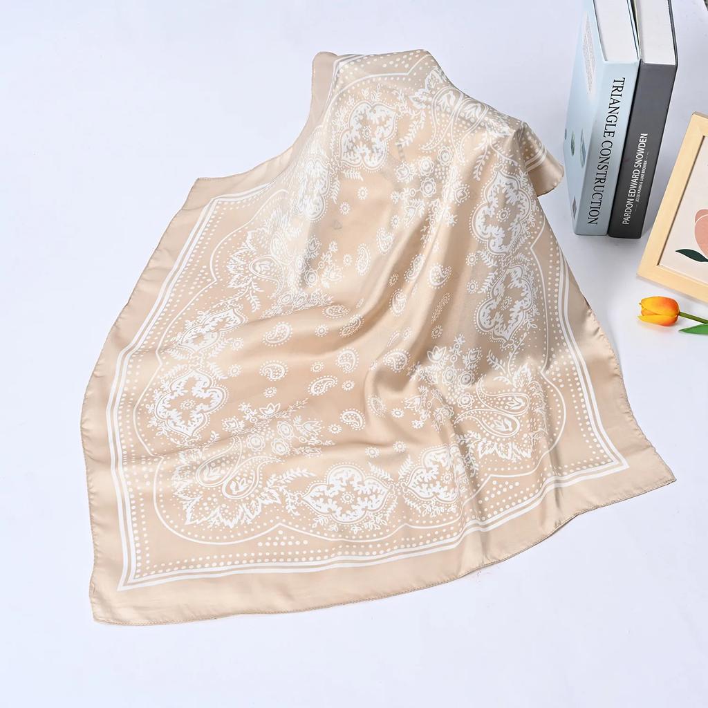 Syhood 70cm Square Satin Head Scarves Satin Bandanas for Women Satin Headband Scarves Silk Feeling Scarf Boho Headwear