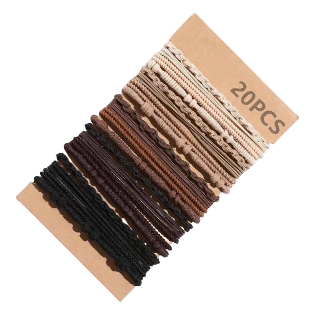 Fashionable Styles Elastic Hair Ties 20Pcs Sturdy Stretch Ponytail Holders for Women and Girls with Thin or Curly Hair