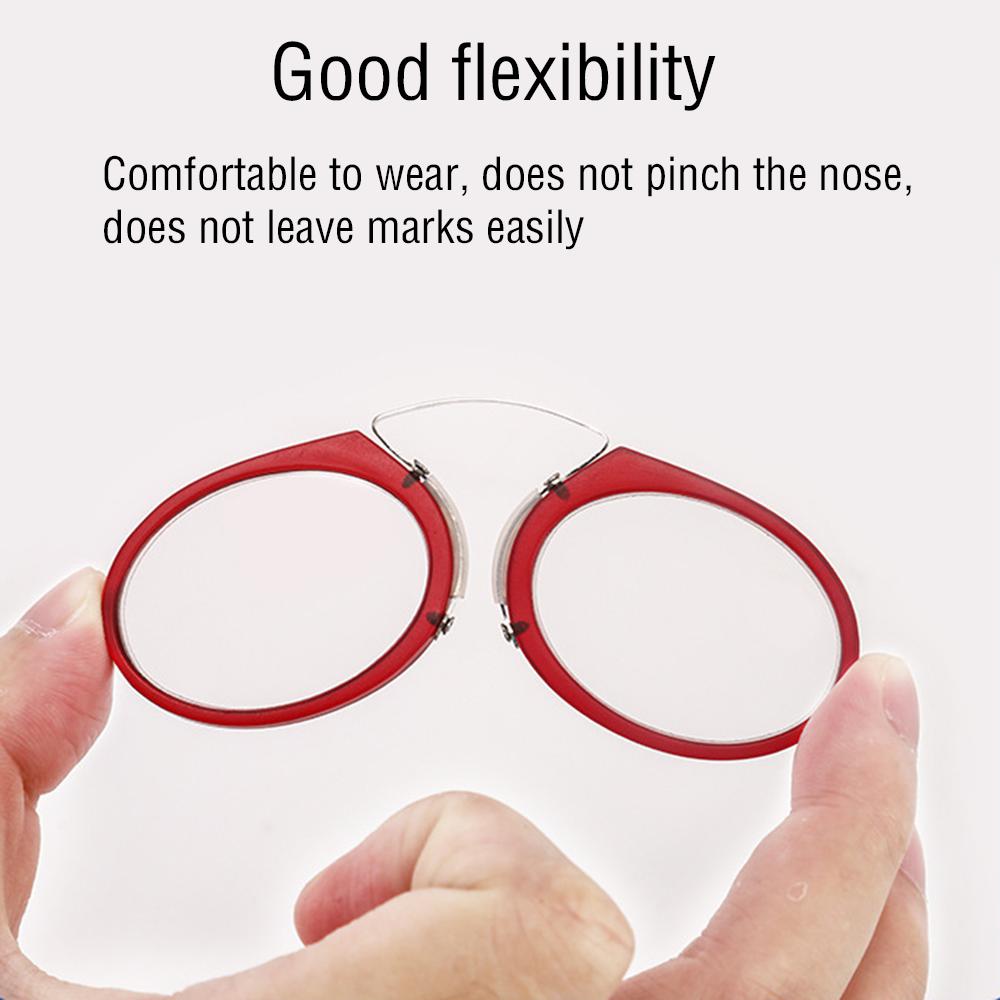 Clip-on Reading Glasses Eyewear For Reading Mini Glasses Nose Bridge Reading Glasses Portable Presbyopic Glasses With Case 1.0